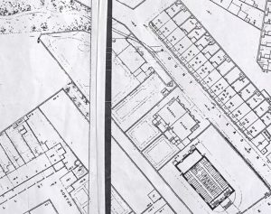 The 1852 Board of Health map for Swansea, showing the site of the school